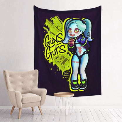 Cyberpunk Edgerunners Anime Tapisserie, Bohemian Polyester Wall Face, Yoga Polymers, Psychedelic Wall Blanket, Decor