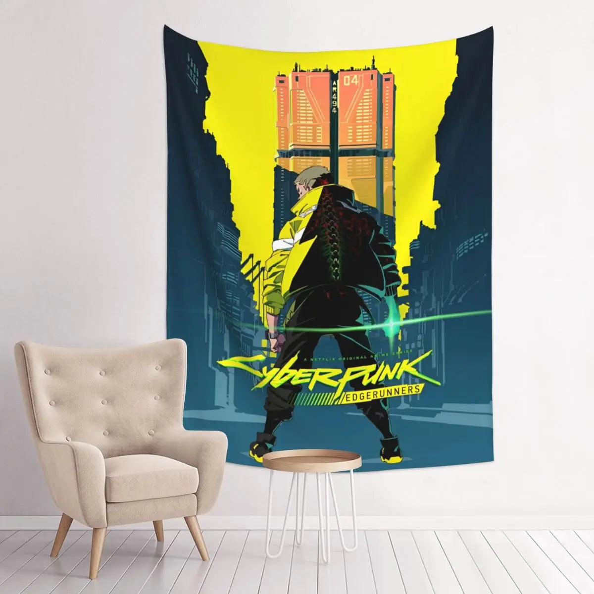 Cyberpunk Edgerunners Anime Tapisserie, Bohemian Polyester Wall Face, Yoga Polymers, Psychedelic Wall Blanket, Decor