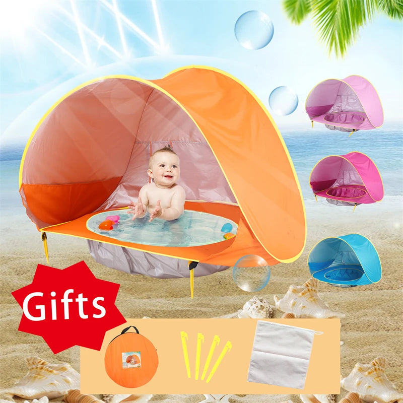 Tente de plage Portable pour bébé, Protection UV, abri solaire pour nourrissons, jouets d'extérieur, piscine pour enfants, maison de jeu, jouets