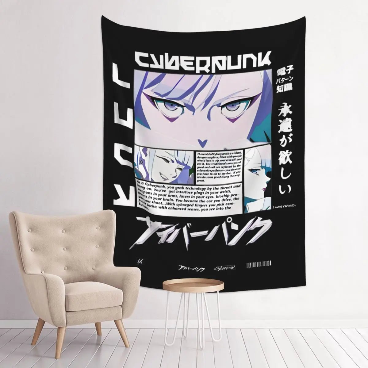 Cyberpunk Edgerunners Anime Tapisserie, Bohemian Polyester Wall Face, Yoga Polymers, Psychedelic Wall Blanket, Decor