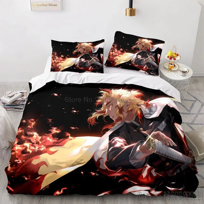 Ensemble de housse de couette HD pour enfants, Demon Slayer Série de mangas, Agatsuma, Zenitsu, literie, décor de chambre