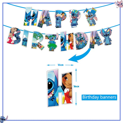 Fournitures de décoration de fête d'anniversaire Disney Stitch, nouveau CAN o Stitch, ballon, baby shower, rentabilité, assiettes en papier standardisées, serviettes, nappe