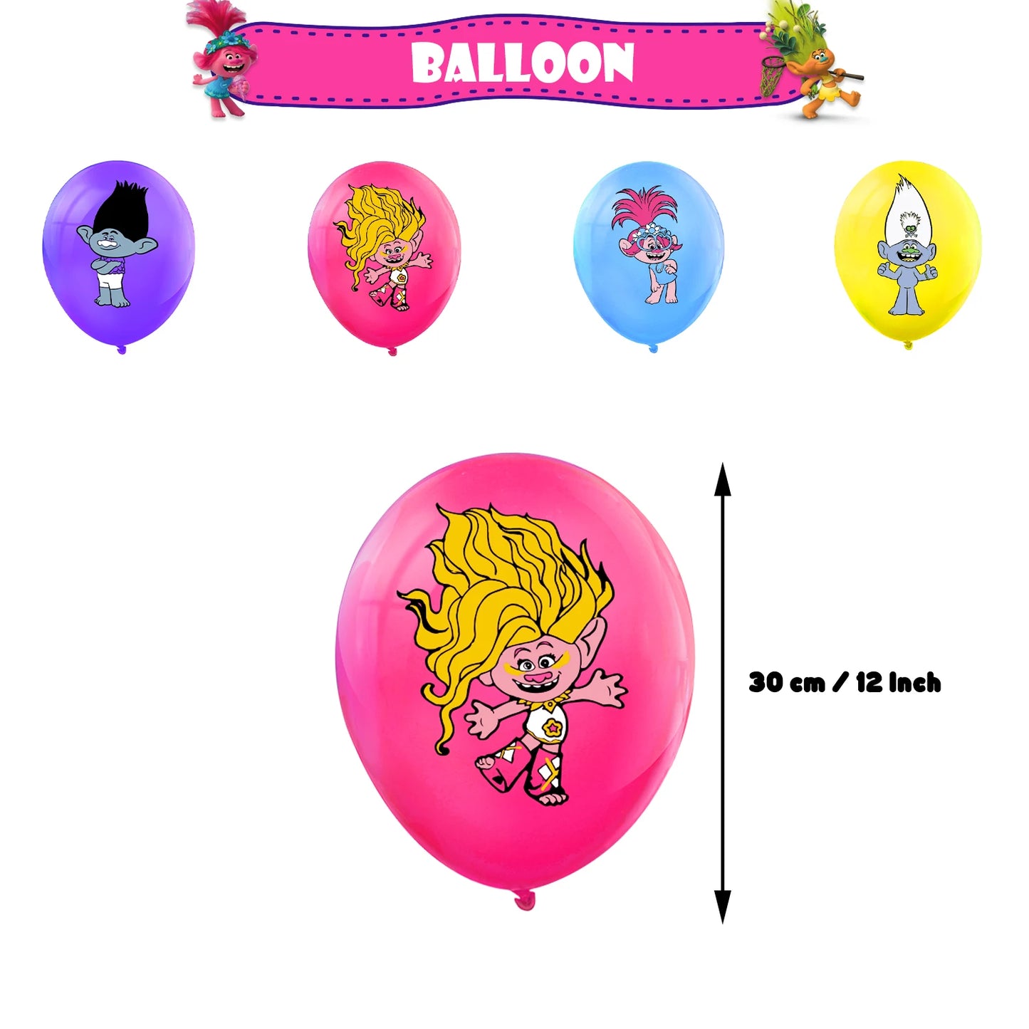 Décorations de fête d'anniversaire sur le thème de la trolls, vaisselle, ballons, surprises pour vos enfants, baby showers