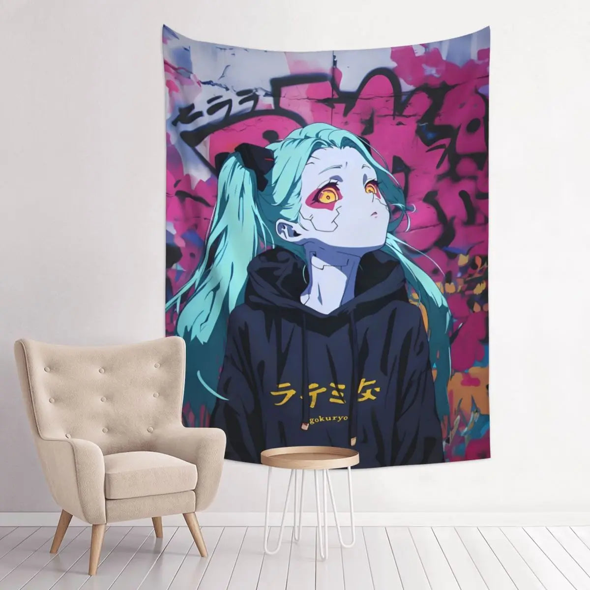 Cyberpunk Edgerunners Anime Tapisserie, Bohemian Polyester Wall Face, Yoga Polymers, Psychedelic Wall Blanket, Decor