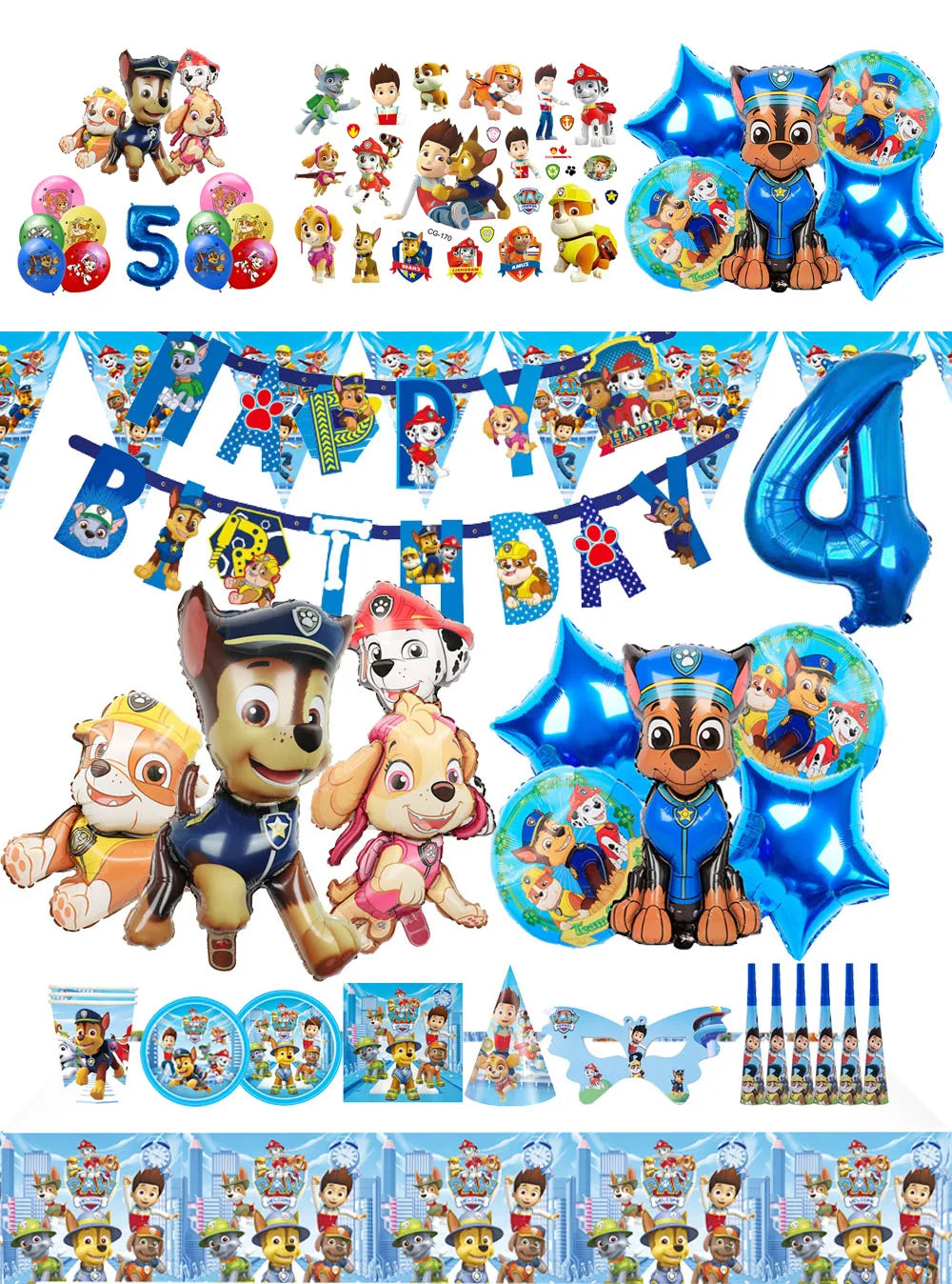 PAW Patrol-Décorations d'Anniversaire pour Enfants, Jouet Préféré des Enfants, Accessoires, Fournitures, Assiette, Tasse, Serviette et Cadeaux