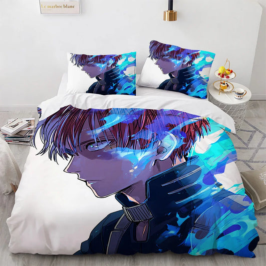 Nouvelle parure de lit Anime My Hero Academy, housse de couette en polyester avec personnages d'anime, housse de couette en polyester avec dessin animé 3D, Queen King Size, pour enfants et garçons