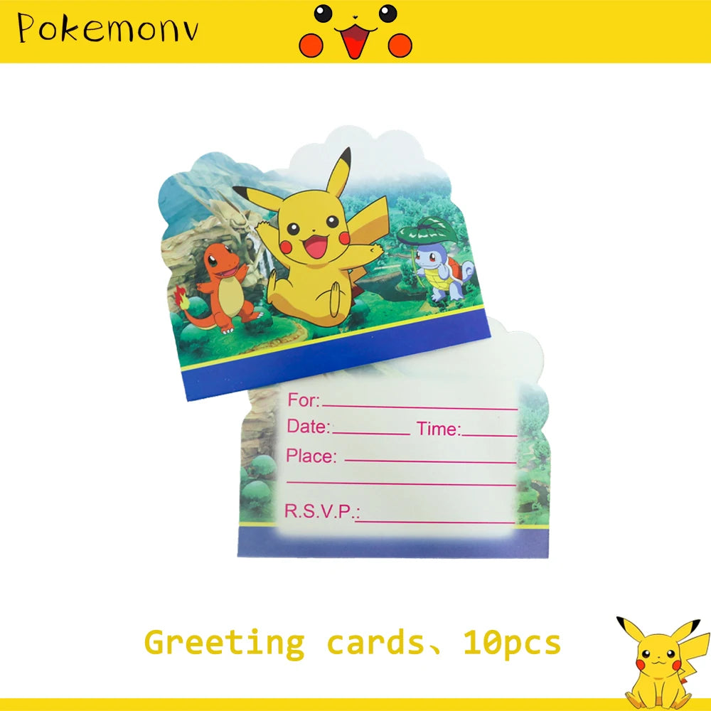 Décoration de d'Anniversaire sur le Thème Pokémon, Ensemble de Couverts Pikachu, Bannière, Ballon, Nappe, Cadeau Jouet, Bricolage