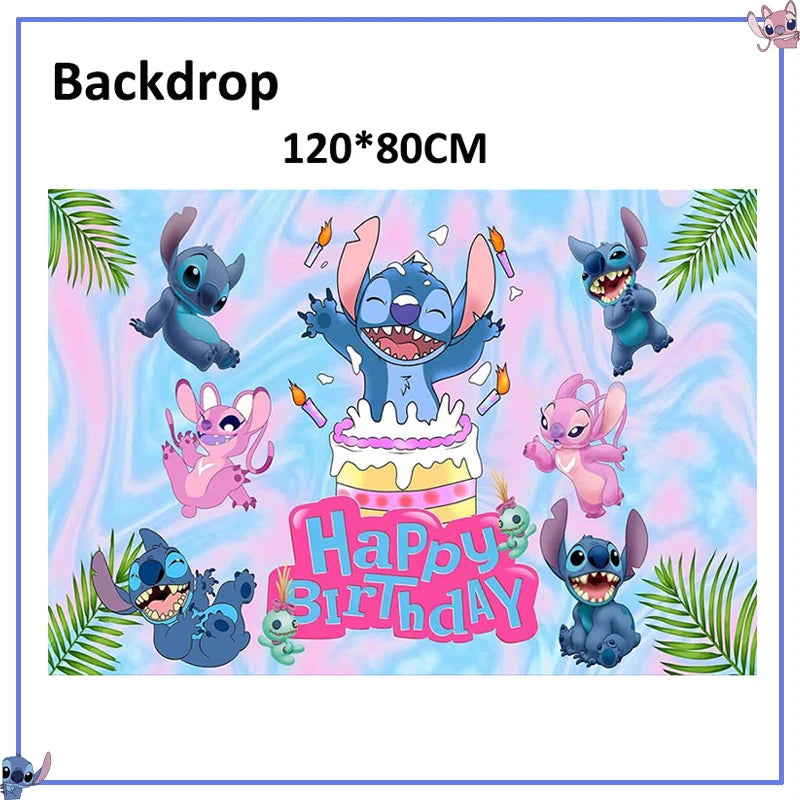 Fournitures de décoration de fête d'anniversaire Disney Stitch, nouveau CAN o Stitch, ballon, baby shower, rentabilité, assiettes en papier standardisées, serviettes, nappe