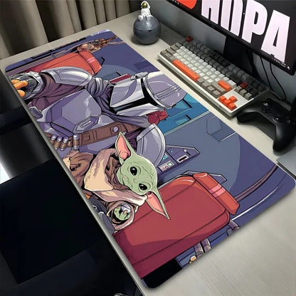 Tapis de souris Anime Gamer, accessoires informatiques, polymères de bureau, bébé yoda, mandalorian et grand tapis