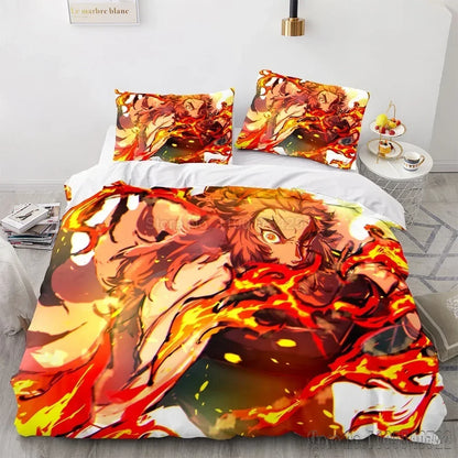 Ensemble de housse de couette HD pour enfants, Demon Slayer Série de mangas, Agatsuma, Zenitsu, literie, décor de chambre