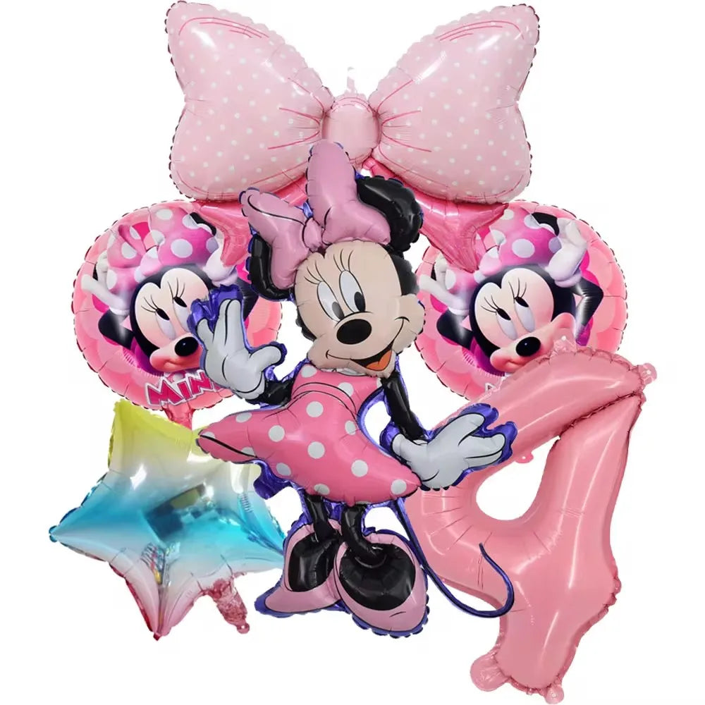 Fournitures de Minnie Mouse, Assiette en Papier, Tasse, Serviette, Ballons pour Enfants, Décorations d'Anniversaire