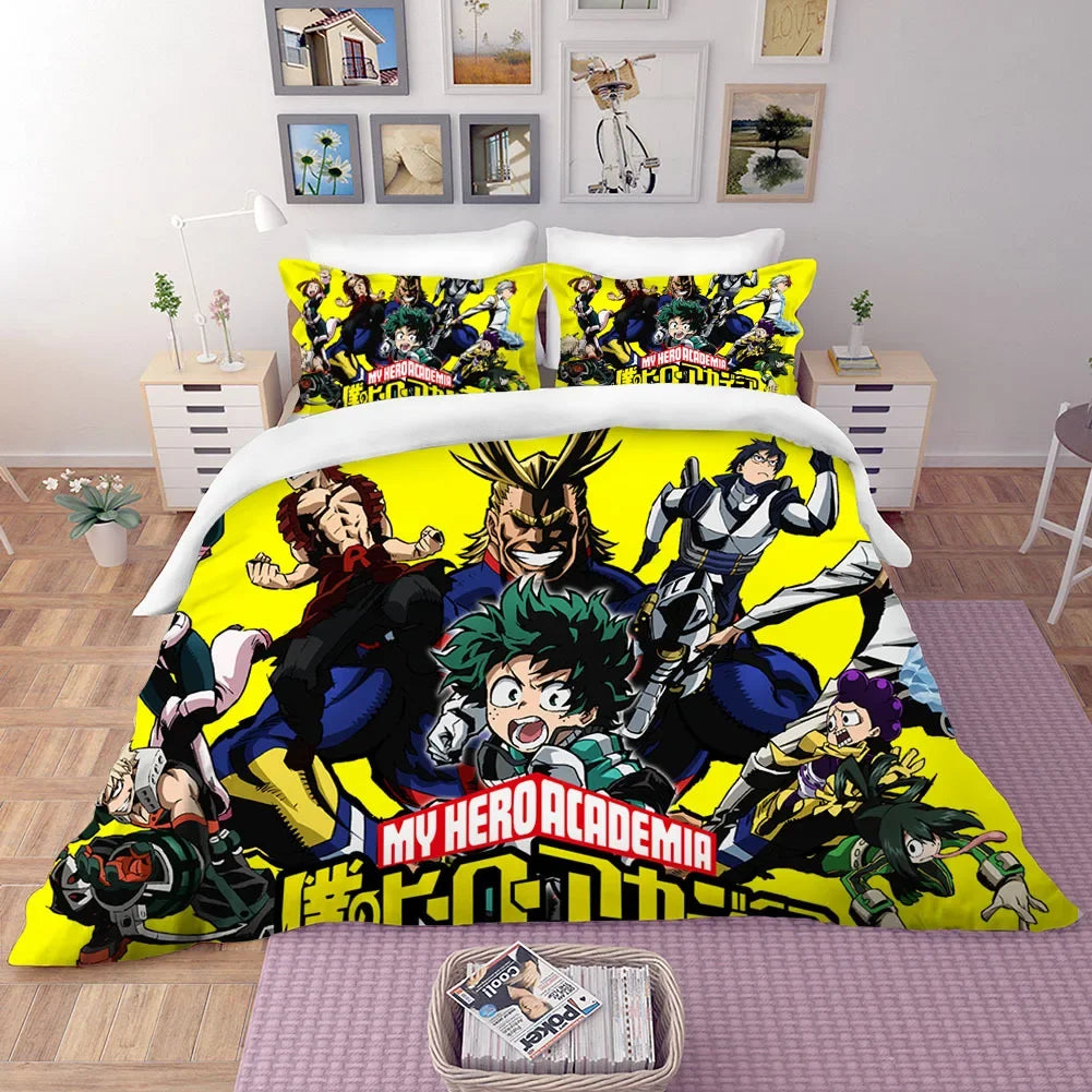 My force Academia Parure de lit de dessin animé mignon pour enfants, ensembles de housses de couette  sans drap, décoration d'intérieur, taille variez cadeau