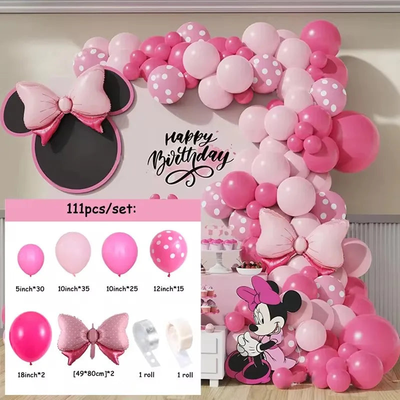 Fournitures de Minnie Mouse, Assiette en Papier, Tasse, Serviette, Ballons pour Enfants, Décorations d'Anniversaire