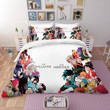 My force Academia Parure de lit de dessin animé mignon pour enfants, ensembles de housses de couette  sans drap, décoration d'intérieur, taille variez cadeau