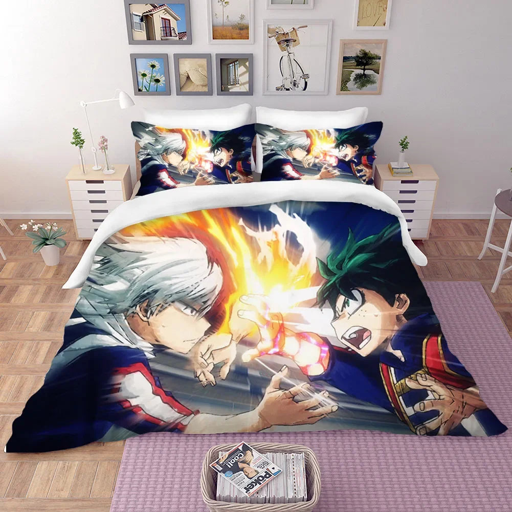 My force Academia Parure de lit de dessin animé mignon pour enfants, ensembles de housses de couette  sans drap, décoration d'intérieur, taille variez cadeau