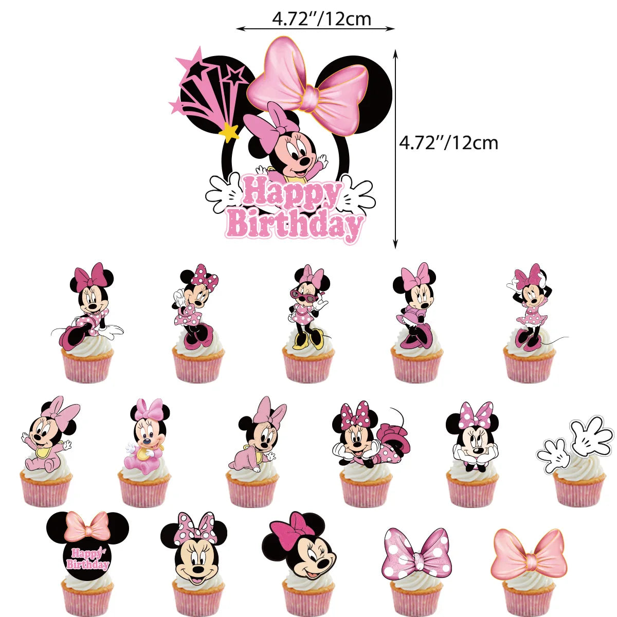 Fournitures de Minnie Mouse, Assiette en Papier, Tasse, Serviette, Ballons pour Enfants, Décorations d'Anniversaire