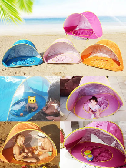 Tente de plage Portable pour bébé, Protection UV, abri solaire pour nourrissons, jouets d'extérieur, piscine pour enfants, maison de jeu, jouets