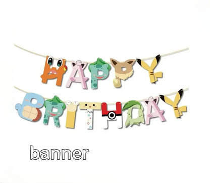 Bannière Pokémon Joyeux Anniversaire, Décoration, Bannière Pikachu Sensation, Baby Shower, Cadeaux pour Enfants Garçons, Fournitures de Décoration