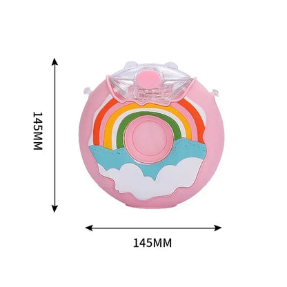 Gobelet en forme de donuts pour enfants avec pailles, bouteille d'eau étanche, forme de dessin animé, étanche, extérieur, 380ml