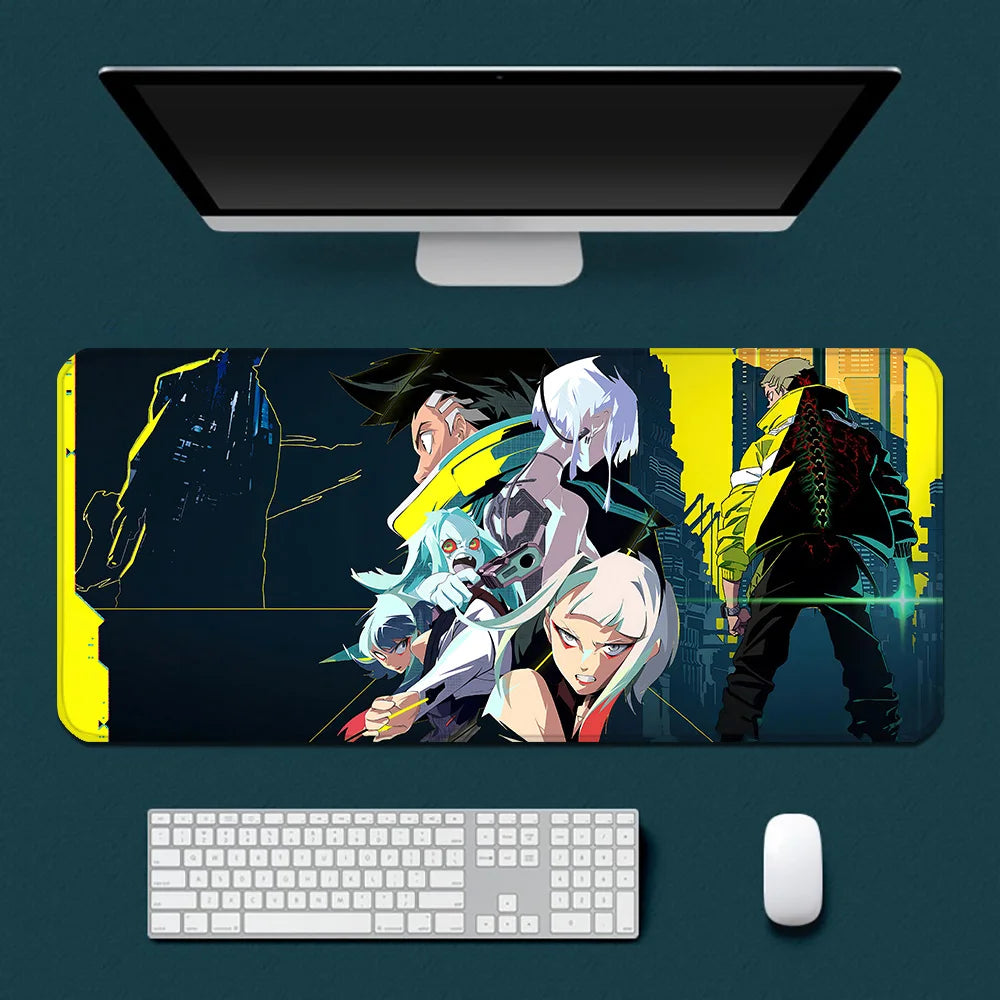 Cyberpunk Edgerunners-Tapis de souris, impression HD, bords verrouillables, clavier, PC, bureau