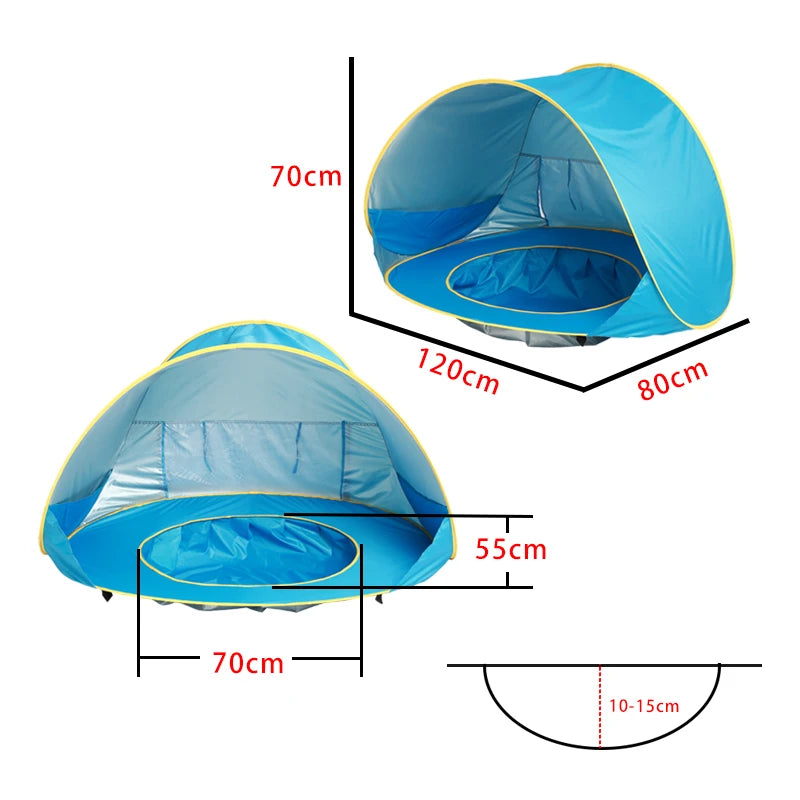 Tente de plage Portable pour bébé, Protection UV, abri solaire pour nourrissons, jouets d'extérieur, piscine pour enfants, maison de jeu, jouets