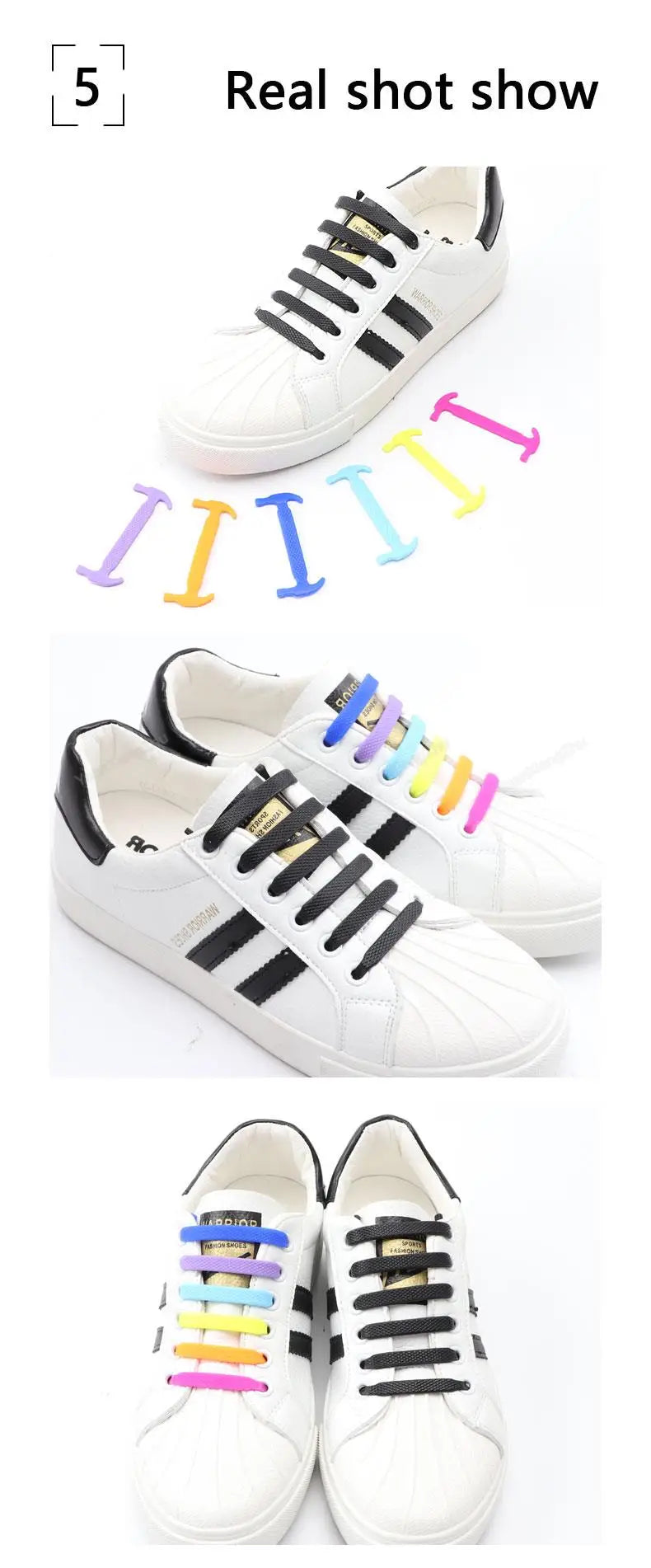 Lacets Lumineux en Silicone pour Enfant et Adulte, Caoutchouc, Taille Unique, Convient à Toutes les Chaussures, 12 Pièces