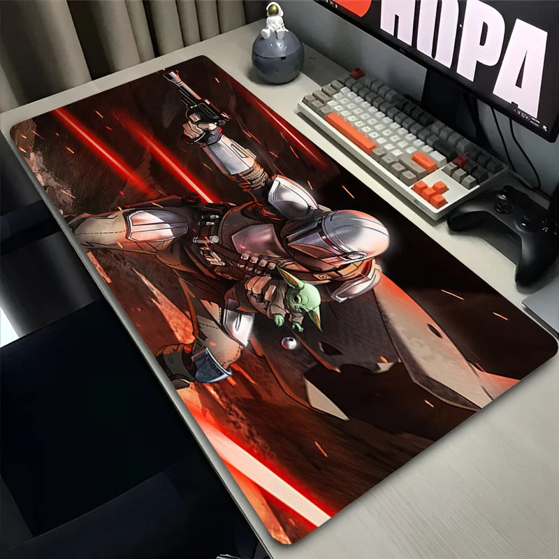 Tapis de souris Anime Gamer, accessoires informatiques, polymères de bureau, bébé yoda, mandalorian et grand tapis