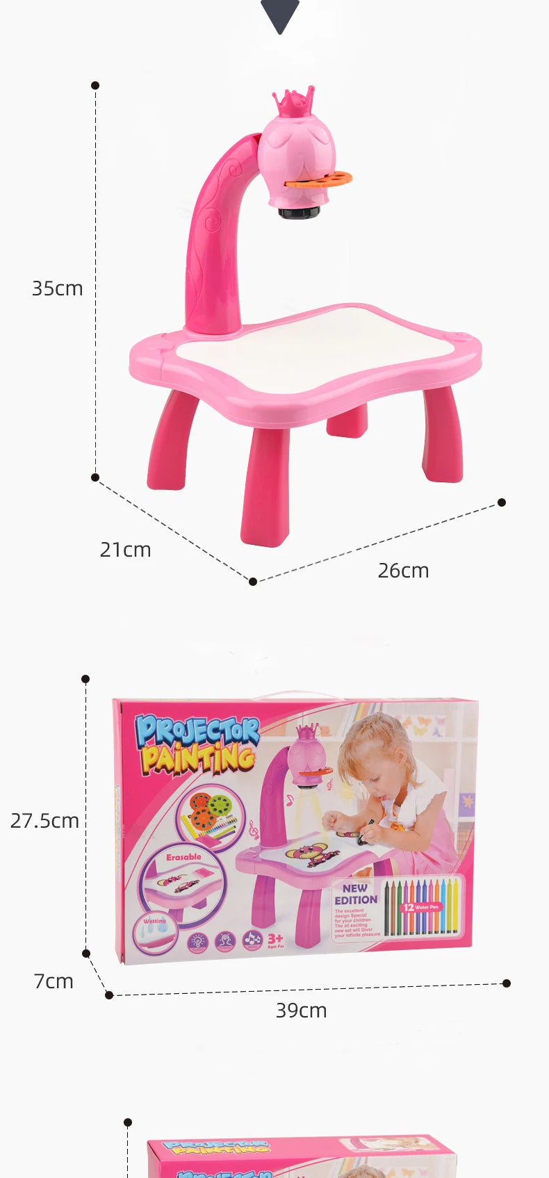 Tableau de peinture pour enfants, jouets pour enfants, projecteur LED, table de peinture artistique, bureau, jouet éducatif et outil de peinture