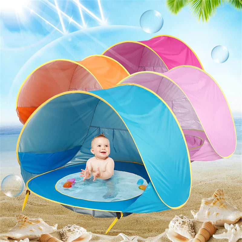 Tente de plage Portable pour bébé, Protection UV, abri solaire pour nourrissons, jouets d'extérieur, piscine pour enfants, maison de jeu, jouets