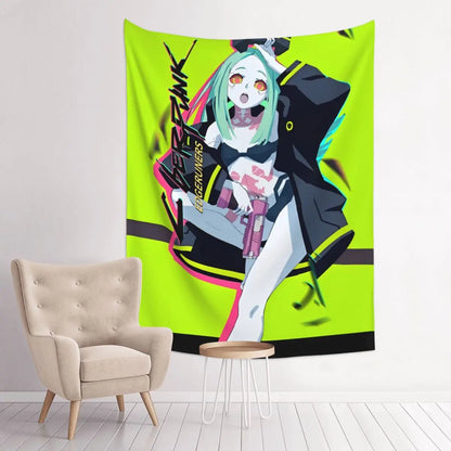 Cyberpunk Edgerunners Anime Tapisserie, Bohemian Polyester Wall Face, Yoga Polymers, Psychedelic Wall Blanket, Decor