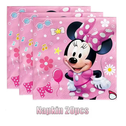 Fournitures de Minnie Mouse, Assiette en Papier, Tasse, Serviette, Ballons pour Enfants, Décorations d'Anniversaire