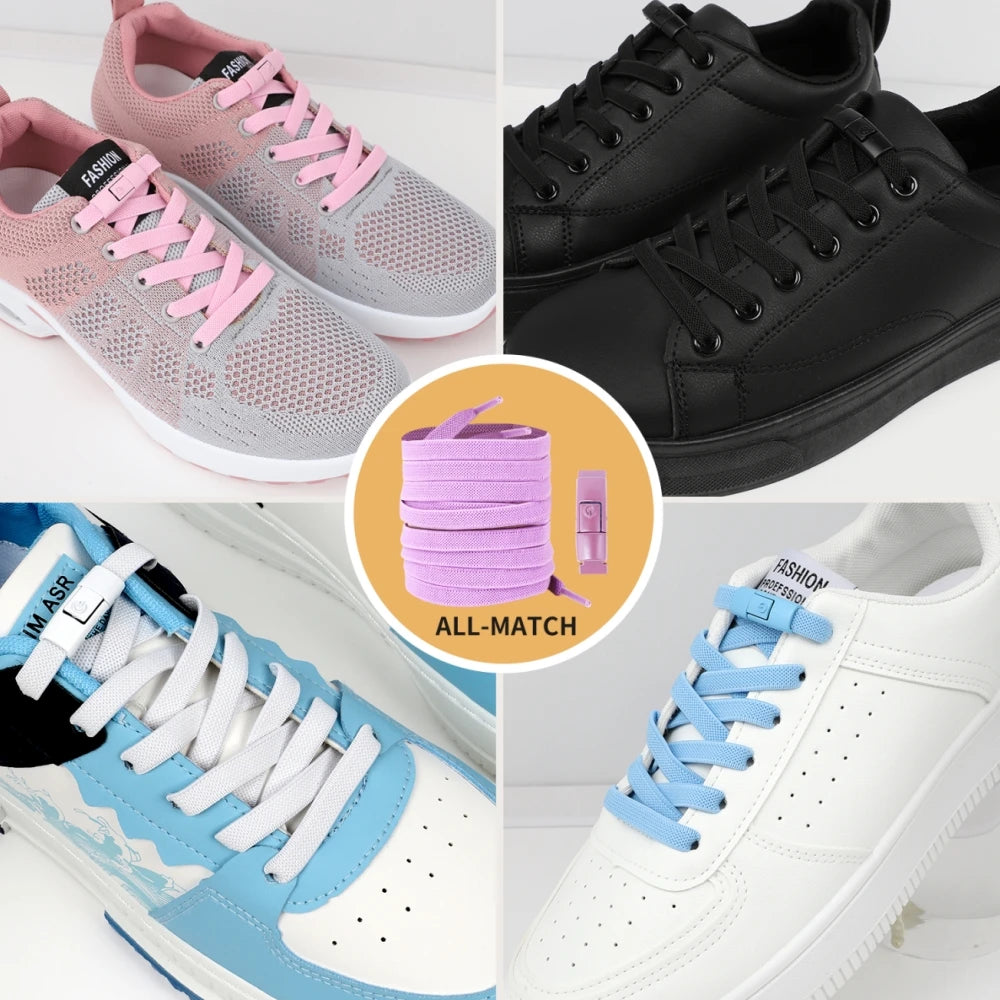 Lacets de Chaussures Sans Attaches, 8mm, Fermeture à Pression et pour Enfant et Adulte