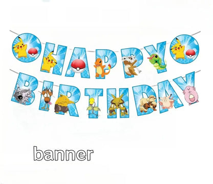 Bannière Pokémon Joyeux Anniversaire, Décoration, Bannière Pikachu Sensation, Baby Shower, Cadeaux pour Enfants Garçons, Fournitures de Décoration