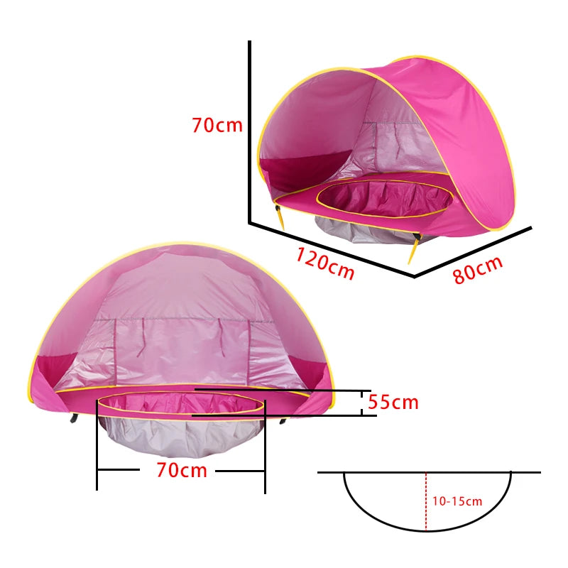 Tente de plage Portable pour bébé, Protection UV, abri solaire pour nourrissons, jouets d'extérieur, piscine pour enfants, maison de jeu, jouets