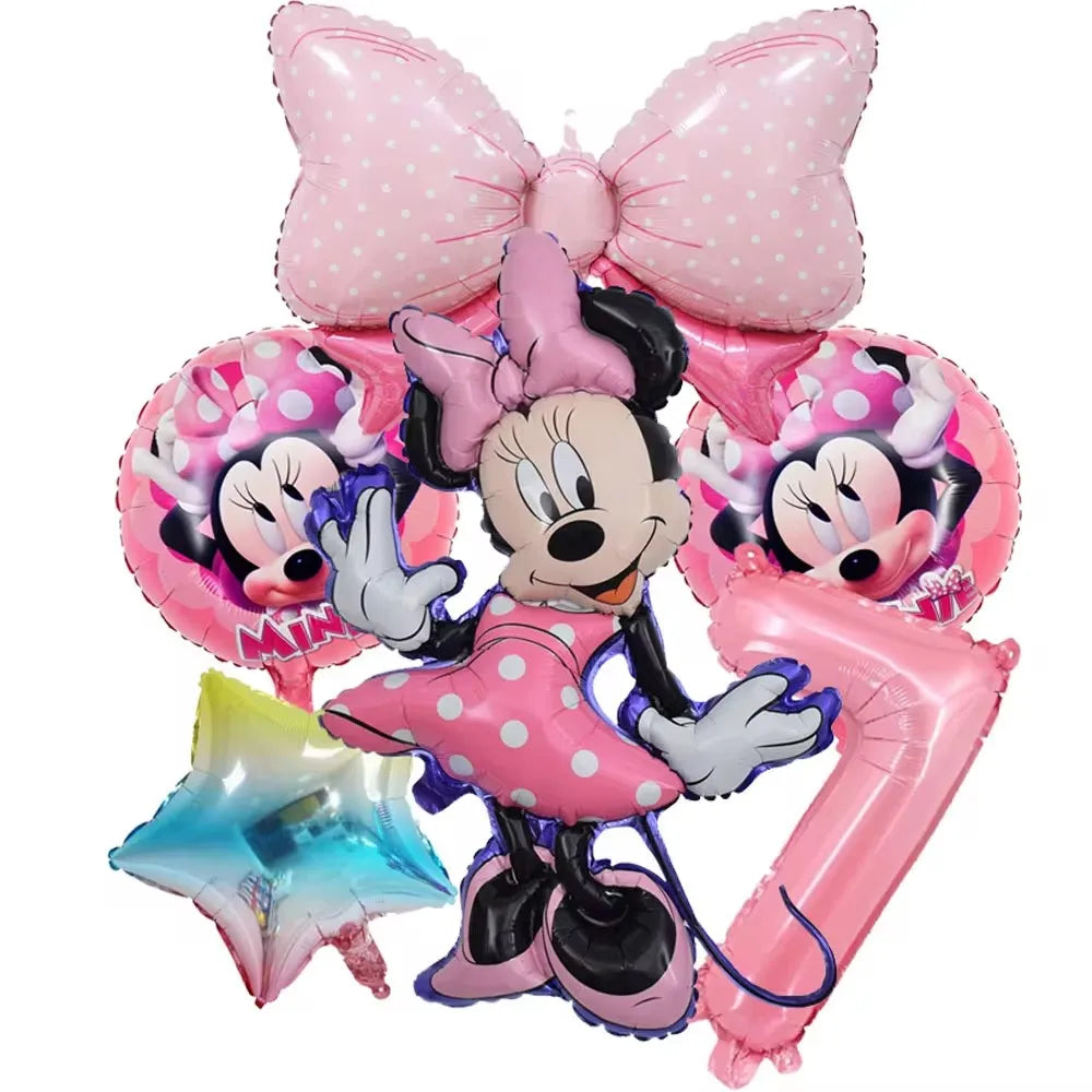 Fournitures de Minnie Mouse, Assiette en Papier, Tasse, Serviette, Ballons pour Enfants, Décorations d'Anniversaire