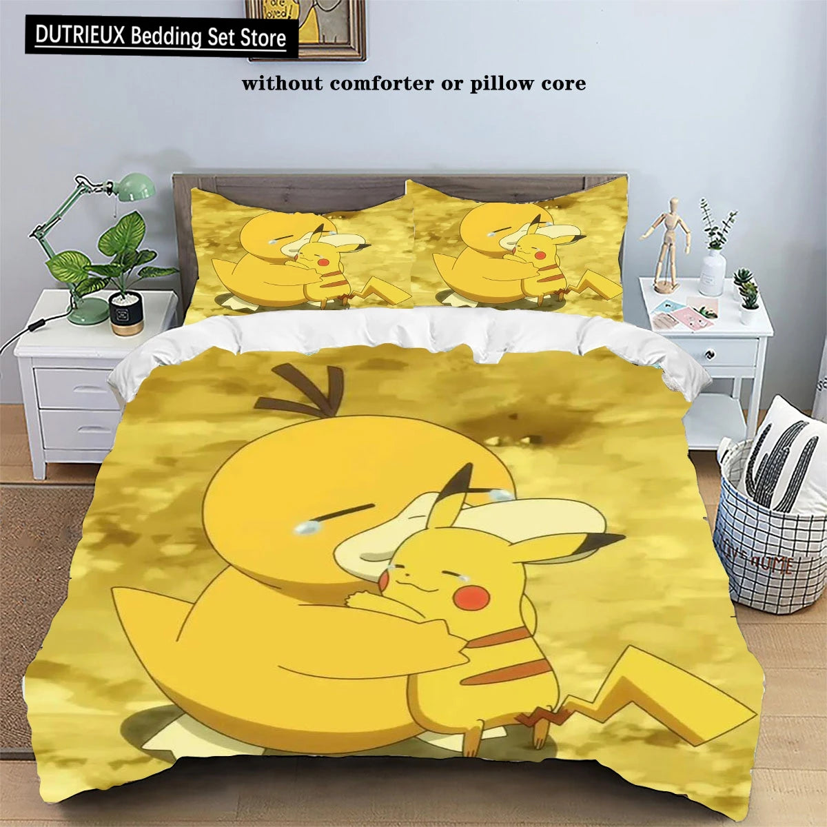 Parure de lit Pokémon Anime Pikachu pour enfants et adultes, ensemble de literie trois pièces, housse de taie d'oreiller, Twin, Queen, King Size, 202 lon, Kawaii