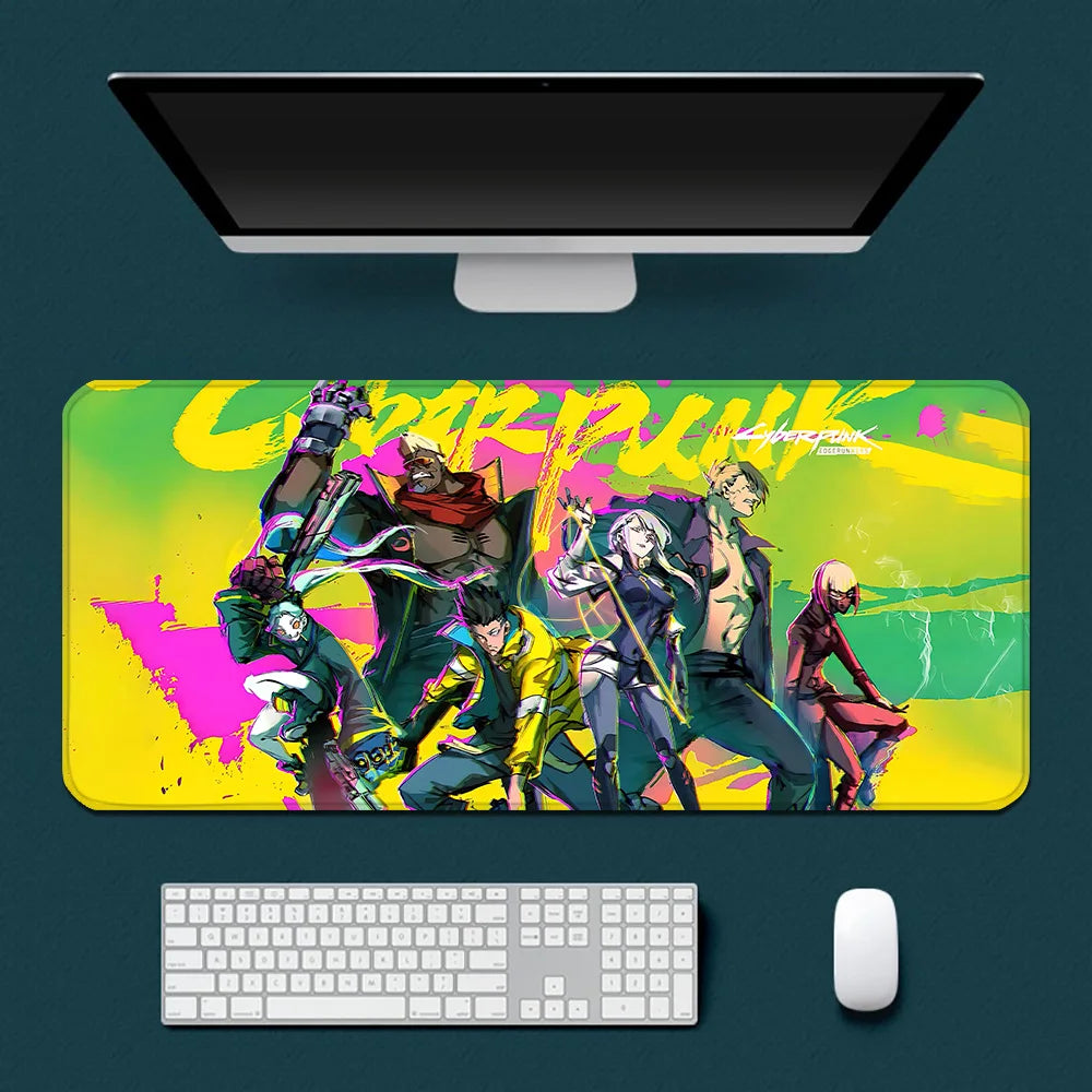 Cyberpunk Edgerunners-Tapis de souris, impression HD, bords verrouillables, clavier, PC, bureau