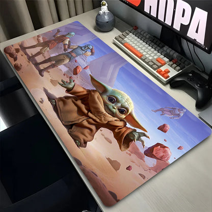 Tapis de souris Anime Gamer, accessoires informatiques, polymères de bureau, bébé yoda, mandalorian et grand tapis