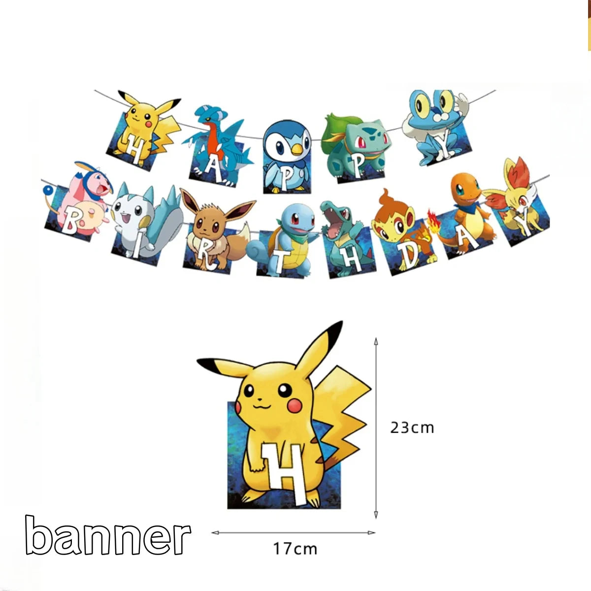 Bannière Pokémon Joyeux Anniversaire, Décoration, Bannière Pikachu Sensation, Baby Shower, Cadeaux pour Enfants Garçons, Fournitures de Décoration