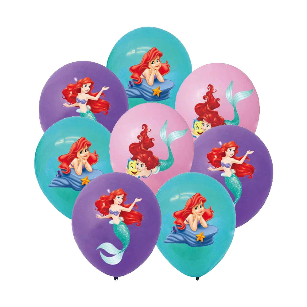 Décoration de fête d'anniversaire sur le thème de la petite sirène, princesse Ariel, ensemble de vaisselle, bannière de ballon, baby shower