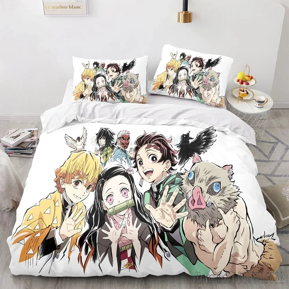 Ensemble de housse de couette HD pour enfants, Demon Slayer Série de mangas, Agatsuma, Zenitsu, literie, décor de chambre