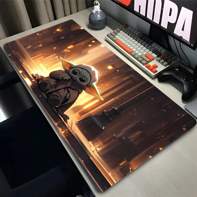 Tapis de souris Anime Gamer, accessoires informatiques, polymères de bureau, bébé yoda, mandalorian et grand tapis