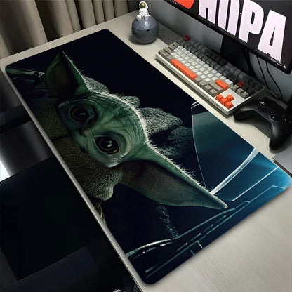 Tapis de souris Anime Gamer, accessoires informatiques, polymères de bureau, bébé yoda, mandalorian et grand tapis