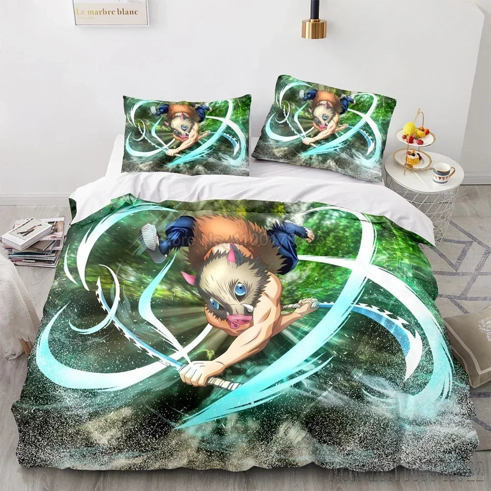 Ensemble de housse de couette HD pour enfants, Demon Slayer Série de mangas, Agatsuma, Zenitsu, literie, décor de chambre