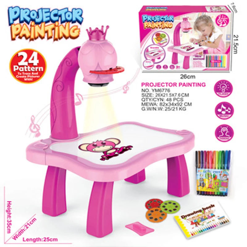 Tableau de peinture pour enfants, jouets pour enfants, projecteur LED, table de peinture artistique, bureau, jouet éducatif et outil de peinture