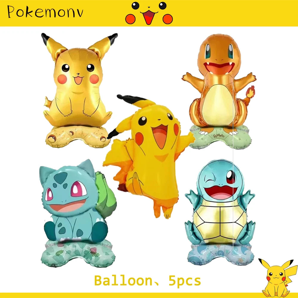 Décoration de d'Anniversaire sur le Thème Pokémon, Ensemble de Couverts Pikachu, Bannière, Ballon, Nappe, Cadeau Jouet, Bricolage