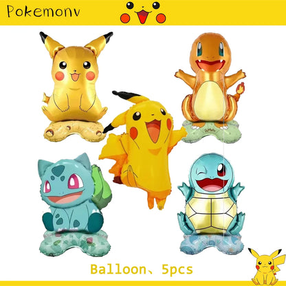 Décoration de d'Anniversaire sur le Thème Pokémon, Ensemble de Couverts Pikachu, Bannière, Ballon, Nappe, Cadeau Jouet, Bricolage