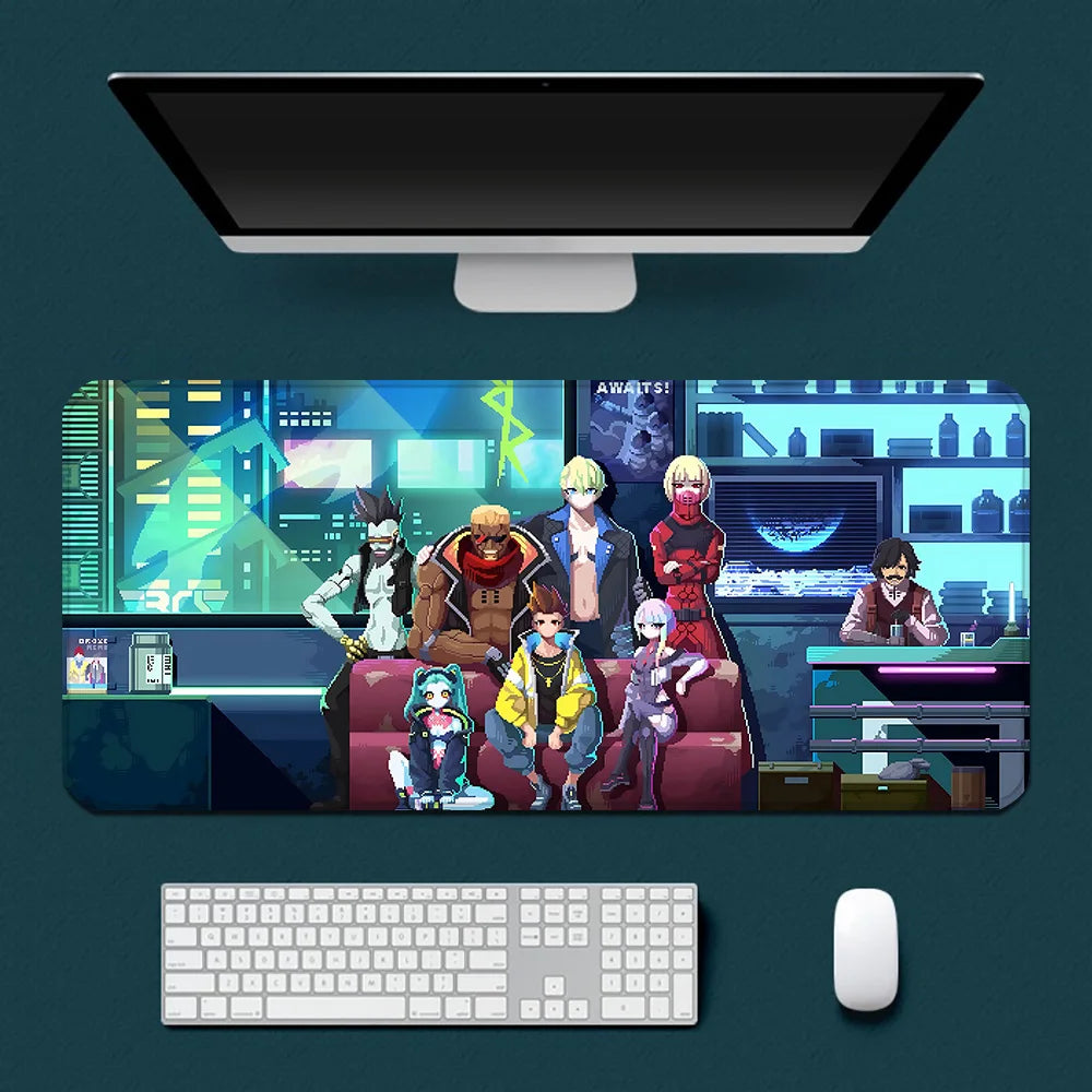 Cyberpunk Edgerunners-Tapis de souris, impression HD, bords verrouillables, clavier, PC, bureau