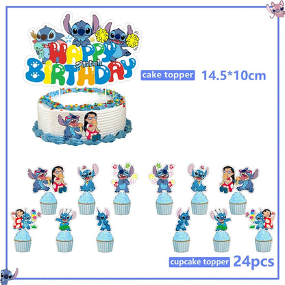 Fournitures de décoration de fête d'anniversaire Disney Stitch, nouveau CAN o Stitch, ballon, baby shower, rentabilité, assiettes en papier standardisées, serviettes, nappe