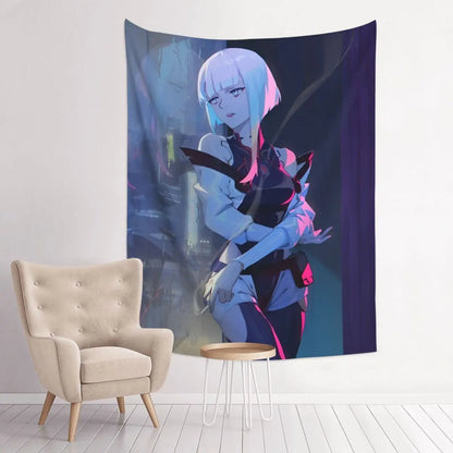 Cyberpunk Edgerunners Anime Tapisserie, Bohemian Polyester Wall Face, Yoga Polymers, Psychedelic Wall Blanket, Decor